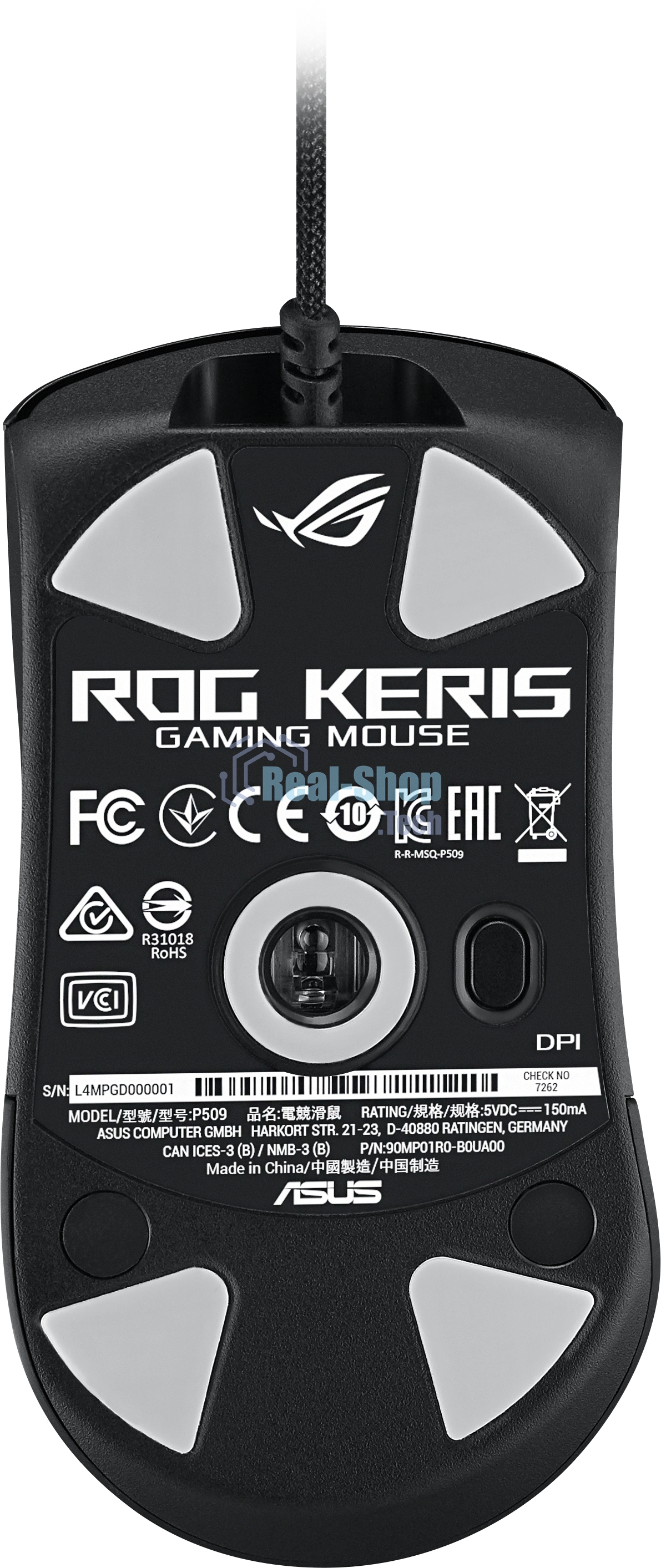 Мышь проводная ASUS ROG Keris черный, 16000 dpi, USB, кнопки - 7