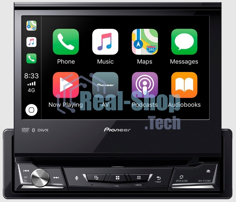 Автомагнитола Pioneer AVH-Z7250BT, 1 DIN, CD, Bluetooth, USB Type-A, AUX, CarPlay, пульт ДУ, съёмная панель