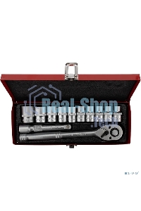 Набор торцевых головок Rexant 1/2, головки 10-24 мм, с трещоточным ключом, 12 предметов