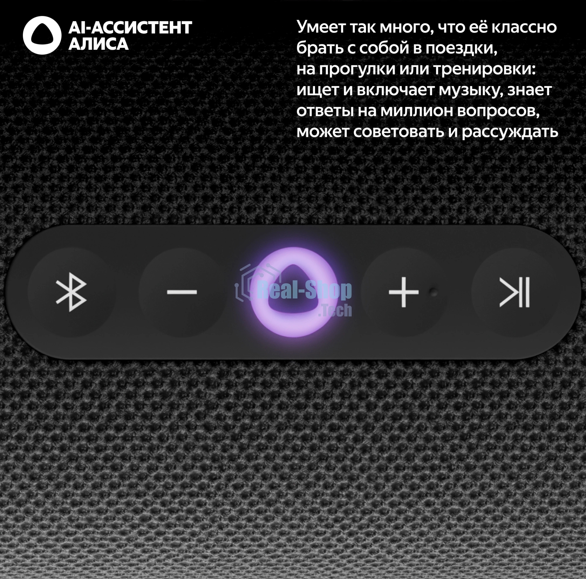 Умная колонка Yandex Стрит Алиса черный 30W 2.0 BT/Wi-Fi 10м 3300mAh (YNDX-00030BLK)