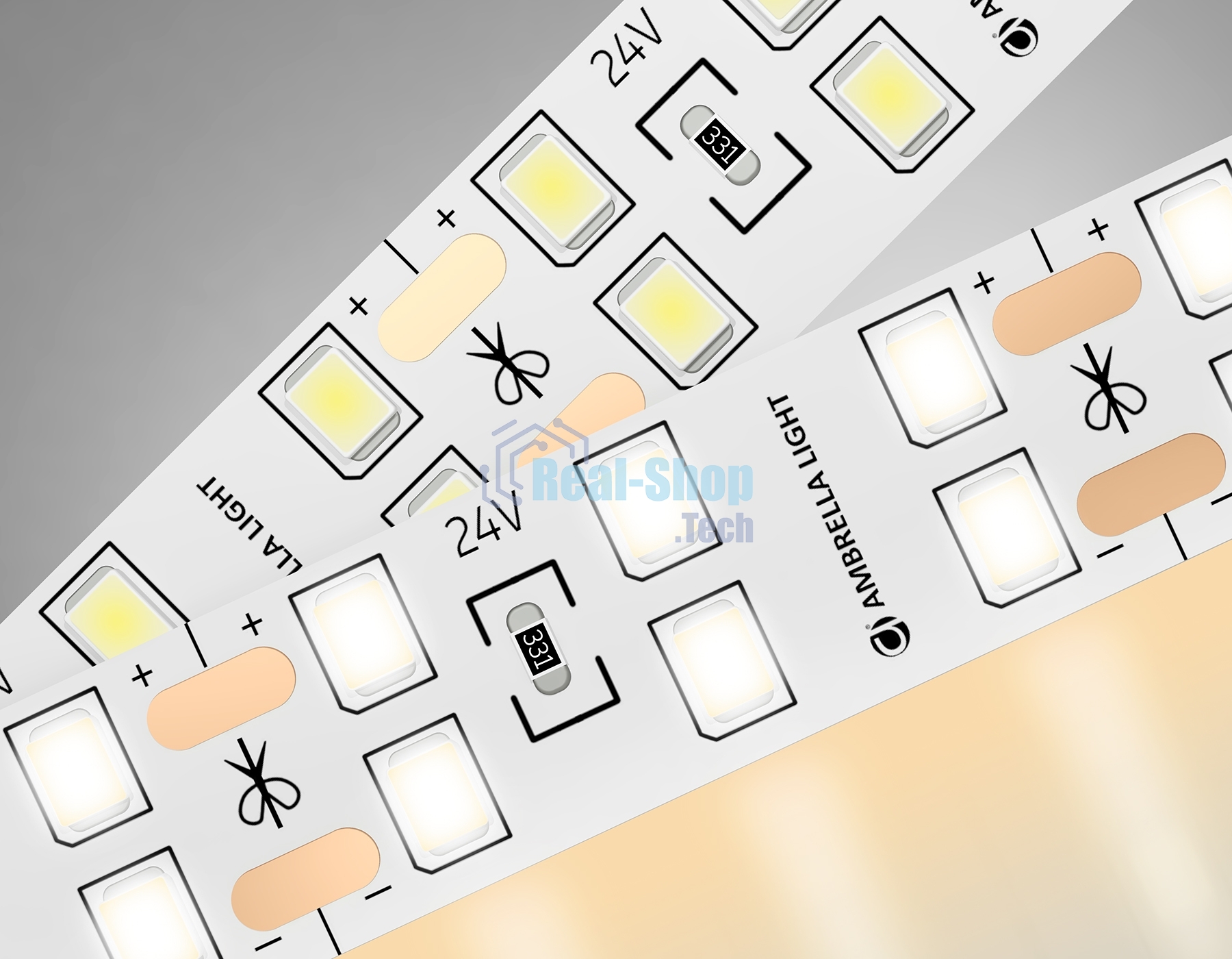 Светодиодная лента Ambrella light GS3601 2835 204Led/ 20W m/ 24V IP20 3000K/ 5000*14*1.2mm (2 конт.)