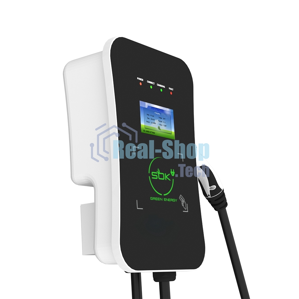 Зарядная станция S'OK Green Energy M3W Series Wallbox EV Charger SM3W10732542-7wf, 1-phase,7kw (32a/220v), ocpp 1.6j, rfid, wifi, lan, ip54, кабель 7.5м