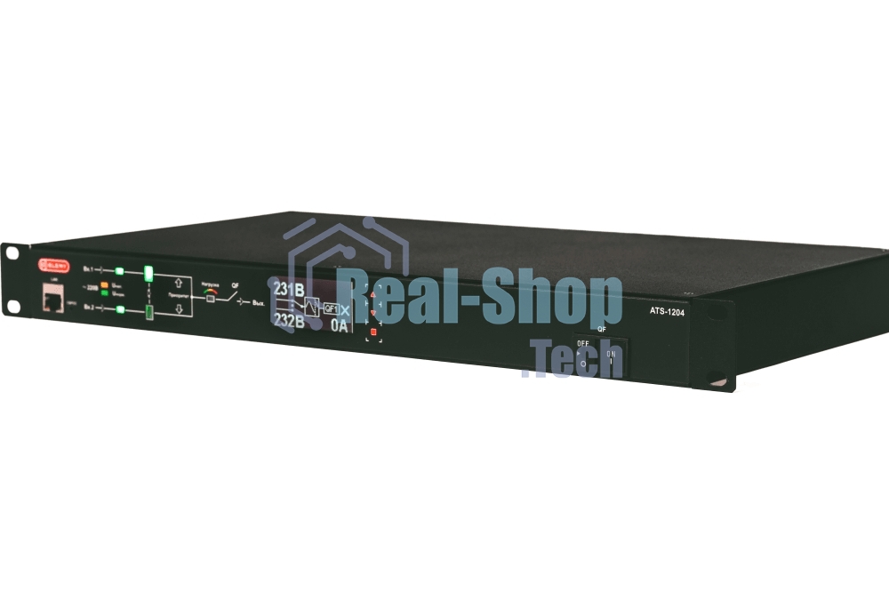 Автоматический ввод резерва ELEMY RACK ATS, 1U, 220В, 16А, OLED, Ethernet, in (2) C20, out (1) C19 (9) C13