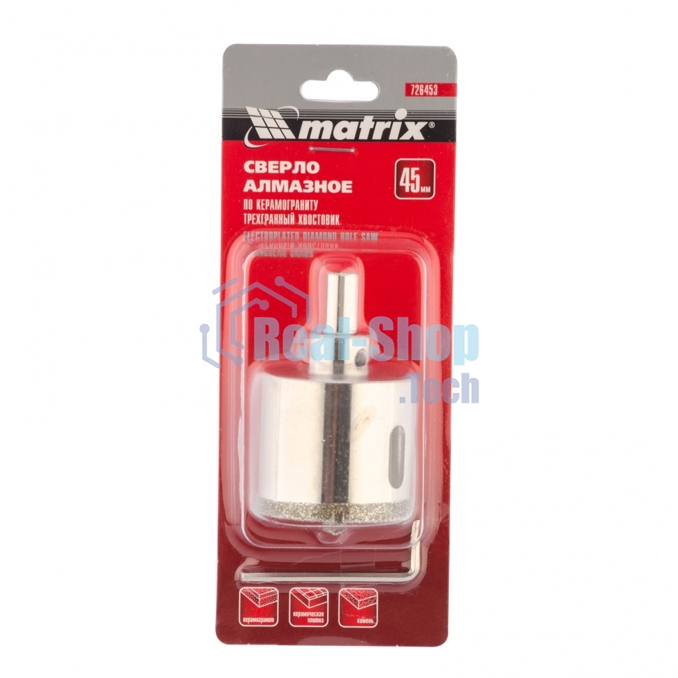Сверло алмазное Matrix по керамограниту, 45 х 67 мм