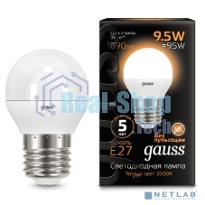 Лампа светодиодная Gauss LED Шар E27 9.5W 890lm 3000K 1/10/50