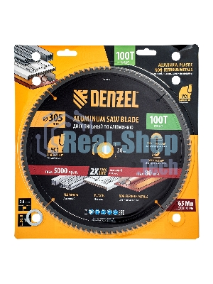 Пильный диск по алюминию Denzel ф305 х 30 мм, 100 зубьев 733807