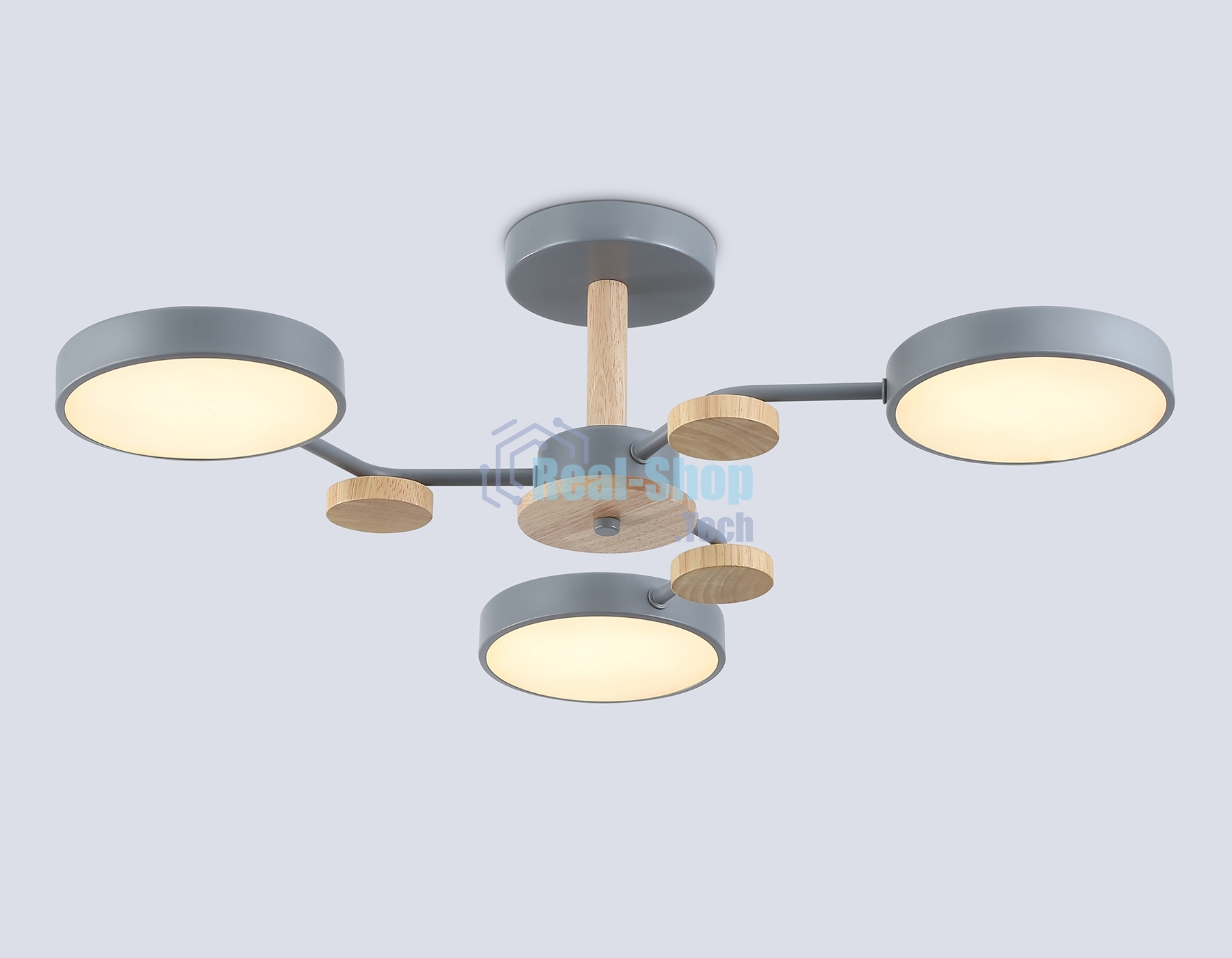 Светильник Ambrella light FL4856/3 GR/WD серый/дерево 54W 3000-6000K D660*170 (без ПДУ)