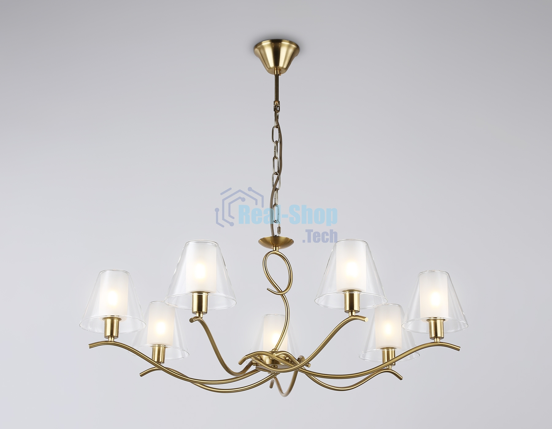 Люстра Ambrella light LH57093/7 BS/FR латунь/белый матовый E14/7 max 40W D840*790