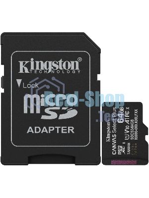 Флеш карта Kingston Canvas Select Plus microSDXC 64Gb C10 SDCS3/64Gb