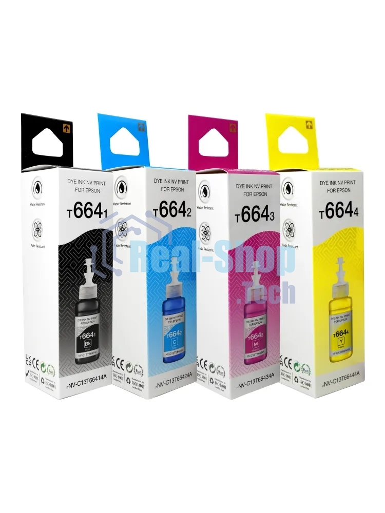Комплект чернил NVP T664 для аппаратов Epson (4 цвета по 70 мл) (в коробках) совместимые