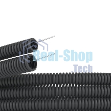 Труба гофрированная ПНД d32мм с протяж. черный (уп.25м) ДКС 71732