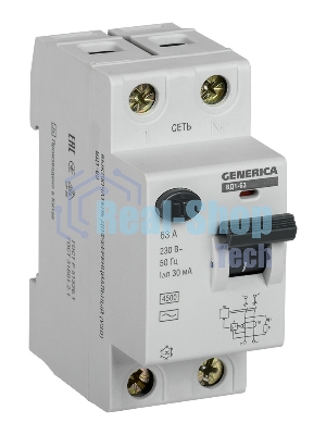 Выключатель дифференциального тока (УЗО) Iek MDV15-2-063-030 ВД1-63 2Р 63А 30мА GENERICA