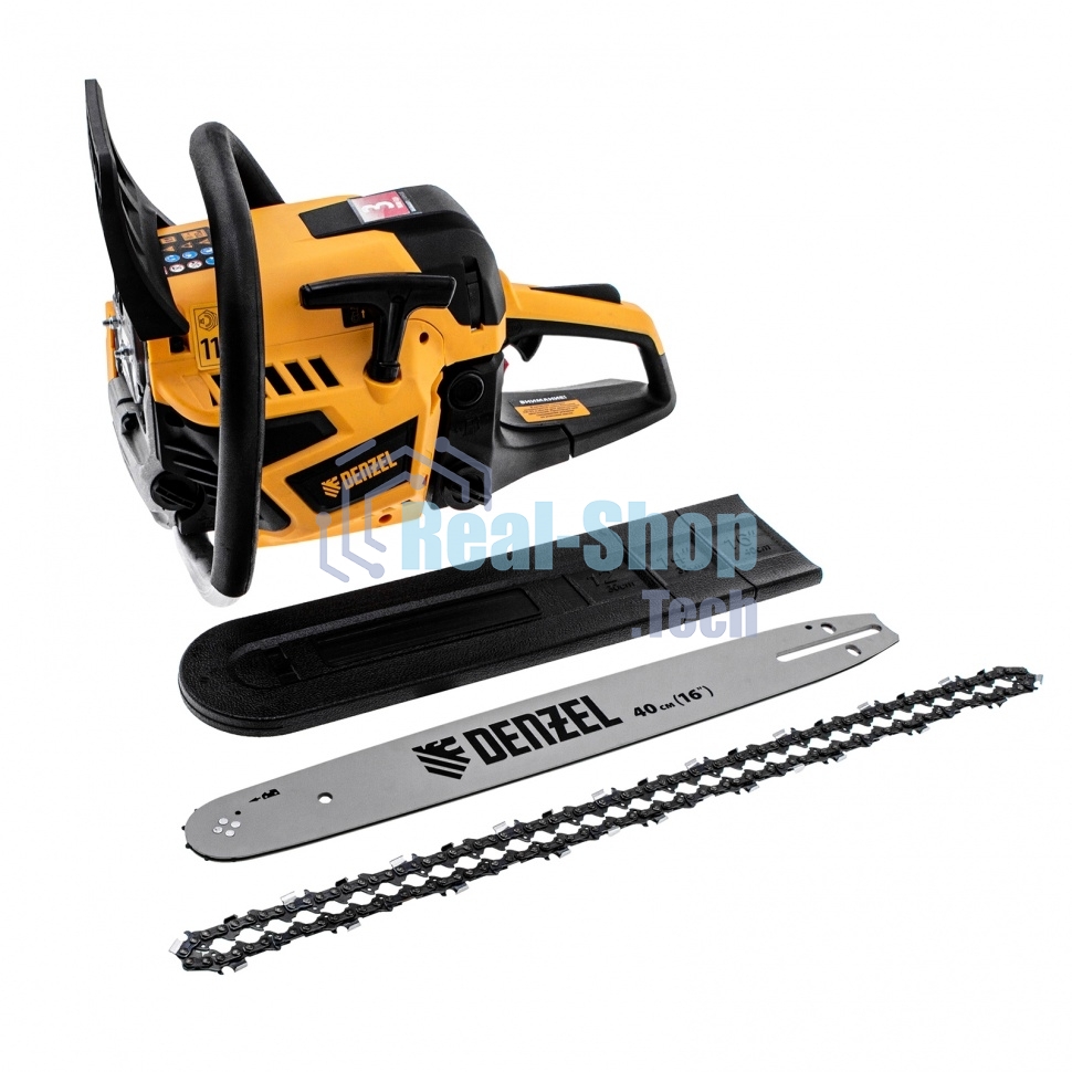 Пила цепная бензиновая Denzel DS-4516, шина 40 см, 45 см 3, 2,5 л.с., шаг 0,325, паз 1,5 мм, 64 зв
