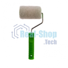 Валик Сибртех с натуральным мехом, с ручкой, 100 мм, ворс 12 мм, D 48 мм, D ручки 6 мм