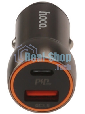 Автомобильное зарядное устройство Hoco Z46, 18Вт, USB, металлический серый, коробка