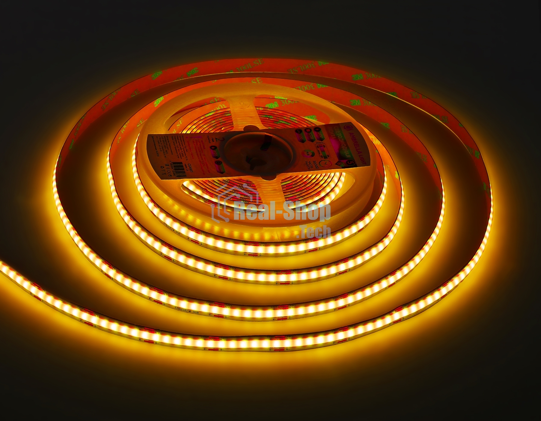 Светодиодная лента Ambrella light GS4951 COB 576Led/ 14W m/ 24V IP20 RGB/ 5m*10mm*3mm (4 конт.)