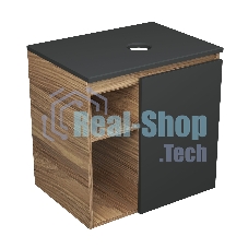 Тумба Bau Dream Blackwood 60 правая, графит, раковина BAU Dream D43, выпуск клик клак, черный