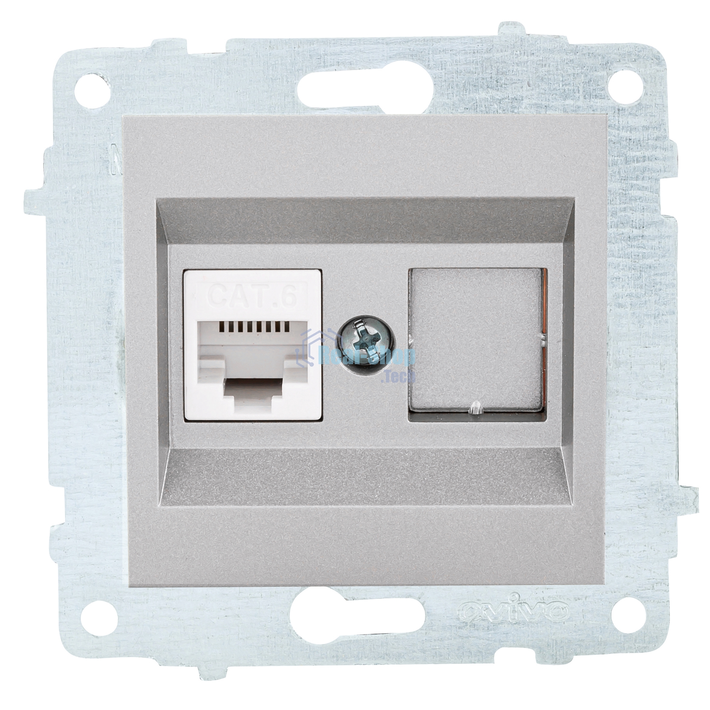 Ovivo Механизм роз. комп. 1-местн. (RJ45 CAT6), серебро, 600-000310-229