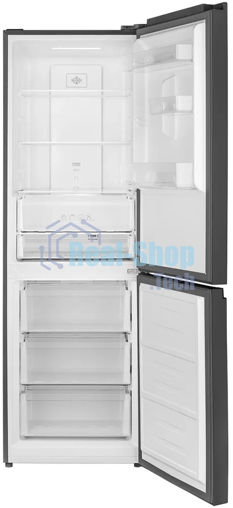 Холодильник Weissgauff WRK 185 Total NoFrost Inverter черный стекло двухкамерный 205/86л морозилка снизу