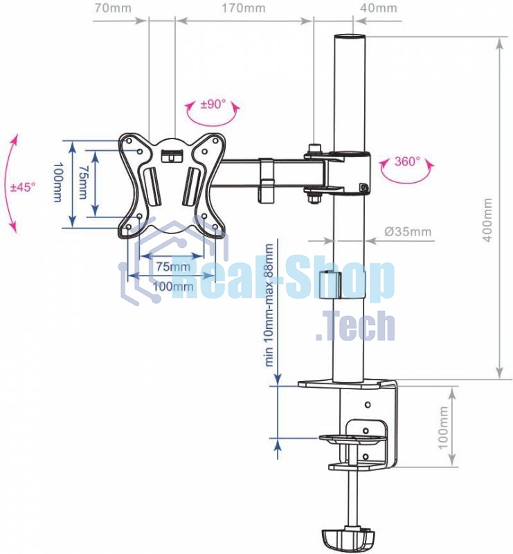 Кронштейн для мониторов Arm Media LCD-T11 черный 15