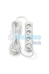 Удлинитель Гарнизон EL-NL4-W-5, 4 розетки допустимый ток 10А, длина 5 м.