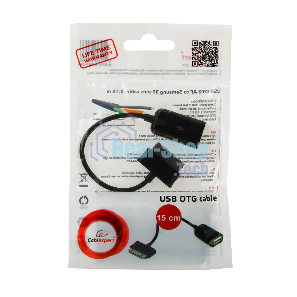 Кабель Gembird/Cablexpert USB 2.0 OTG, USBAF/BM30pin, для планшетов Samsung, 0.15м, пакет