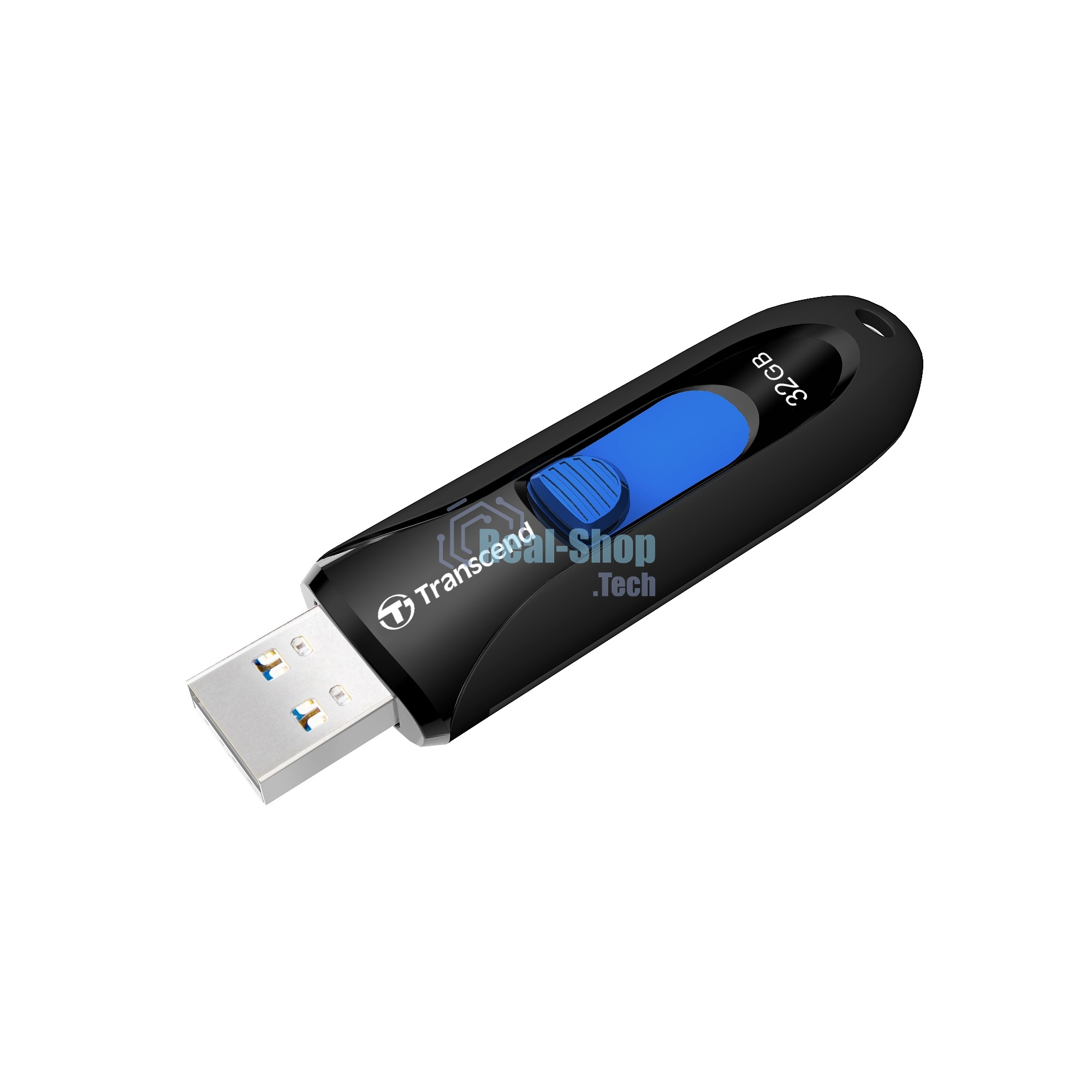 Флешка USB Transcend Jetflash 790 (TS32GJF790K), 32Gb, USB 3.0, R/W 70/25, черный/синий