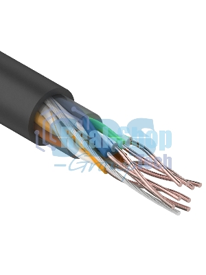 Кабель UTP Rexant 4PR 24AWG, CU (медь), cat.5e, 100 МГц, PE, черный, OUTDOOR, бухта 25 м