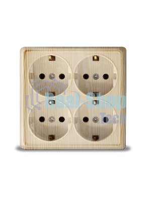 Розетка 4-м ОП Олимп с заземл. квадрат сосна UNIVersal 1177