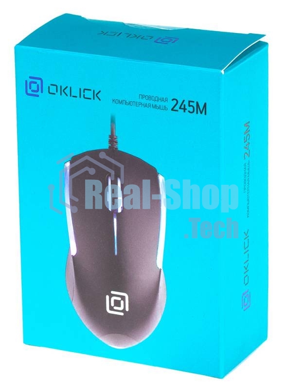 Мышь проводная Oklick 245M черный, 1000 dpi, USB, кнопки - 3