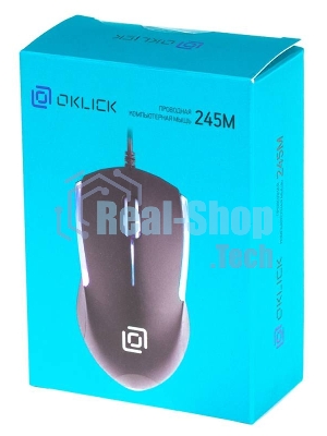 Мышь проводная Oklick 245M черный, 1000 dpi, USB, кнопки - 3