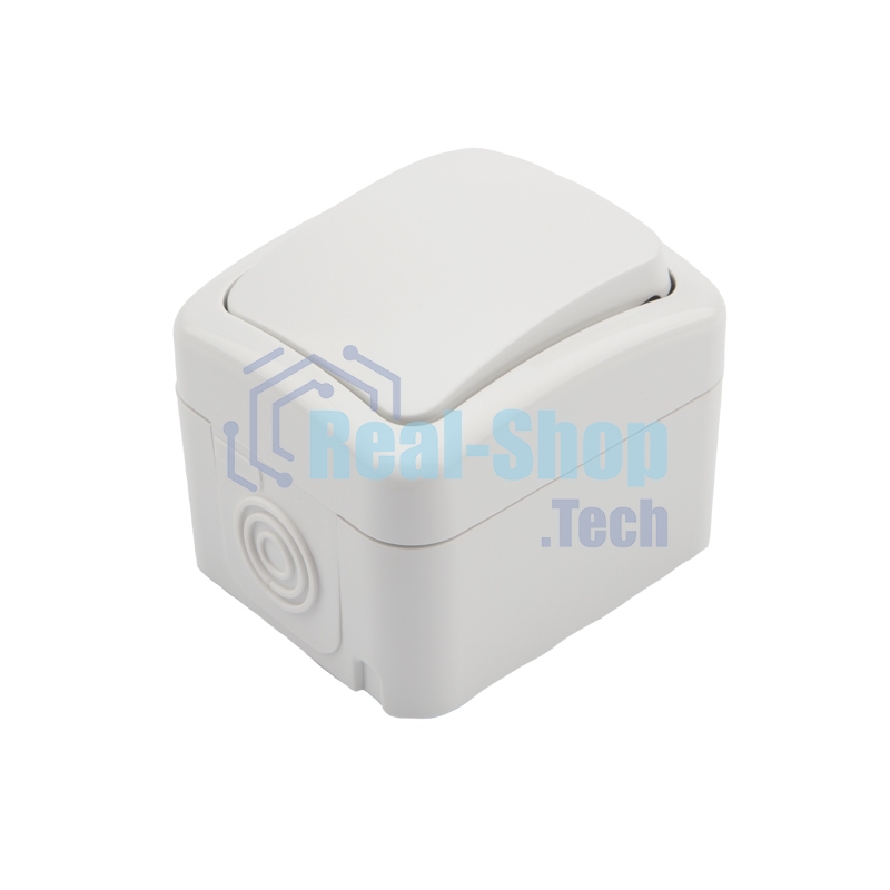 Выключатель одноклавишный Kranz Mini OG открытой установки, IP54 белый