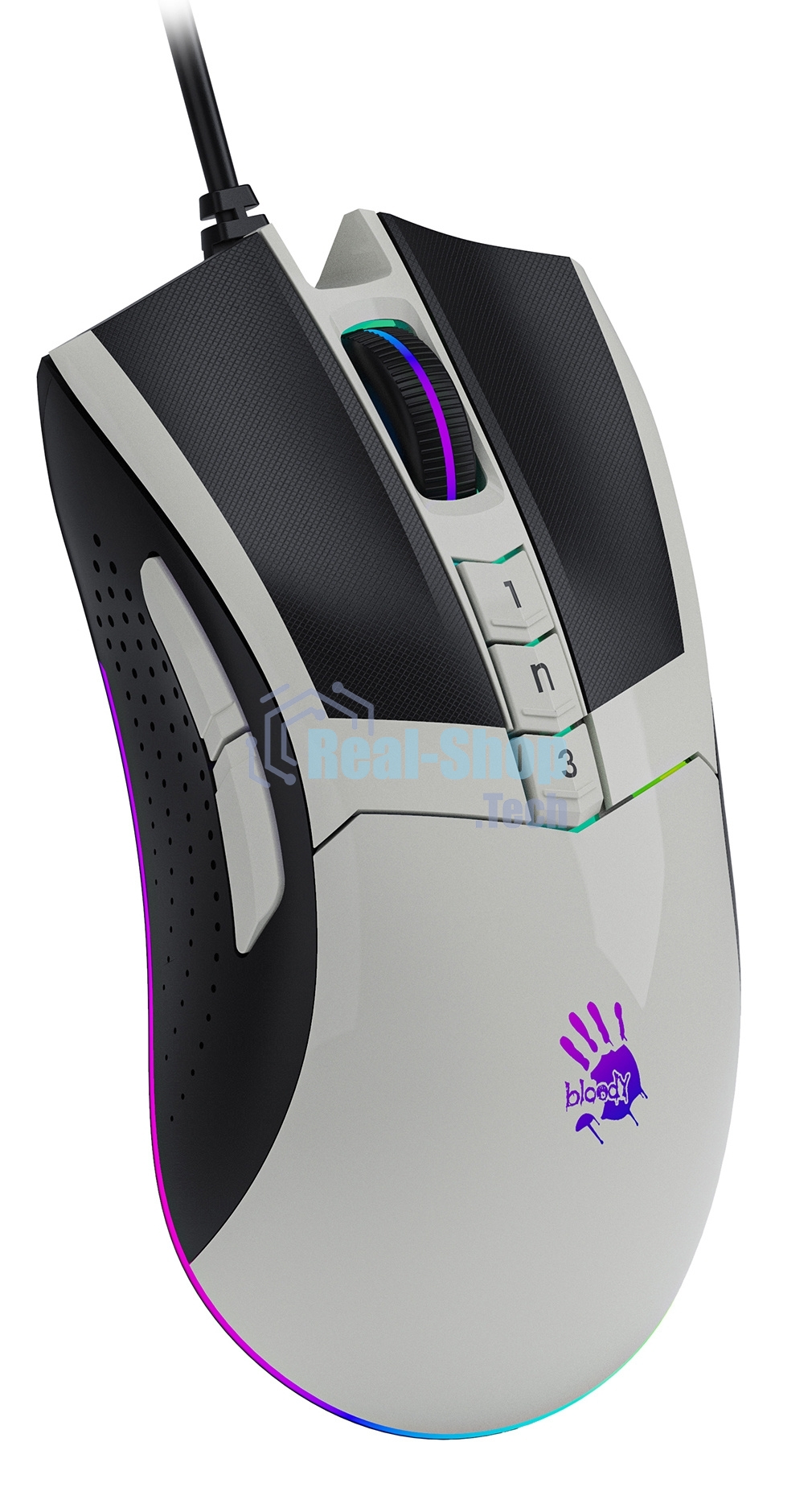 Мышь проводная A4Tech Bloody W90 Max белый/черный, 10000 dpi, USB, кнопки - 10