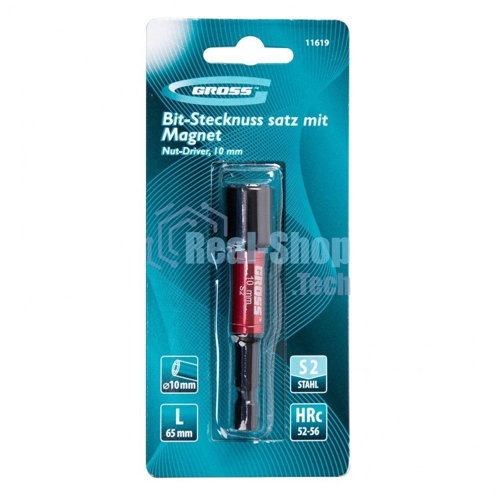 Бита с торцевой головкой GROSS, магнит. Nut-Driver, 10 мм, S2Gross 11619