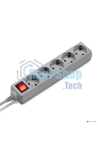 Сетевой фильтр Buro 500SL-1.5-G 1.5 м (5 розеток) серый (пакет ПЭ)