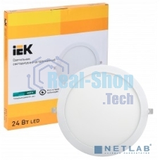 Светильник Iek LDVO0-1609-1-24-4000-K01 ДВО 1609 белый круг LED 24Вт 4000 IP20 алюм. корпус, диам 295 мм