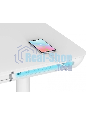 Стол компьютерный Cactus CS-EGD-WT-LED столешница закаленное стекло, белый каркас белый