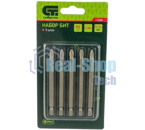 Набор бит Сибртех 11260ph2x90 сталь crmo 5шт