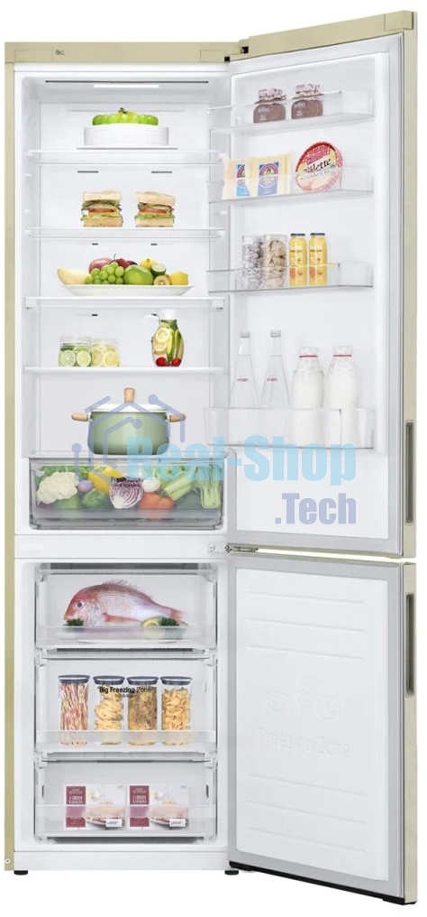Холодильник LG GA-B509CESL бежевый глянцевый двухкамерный 277/107л морозилка снизу, No Frost