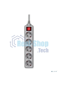 Сетевой фильтр Buro 500SL-1.5-G 1.5 м (5 розеток) серый (пакет ПЭ)