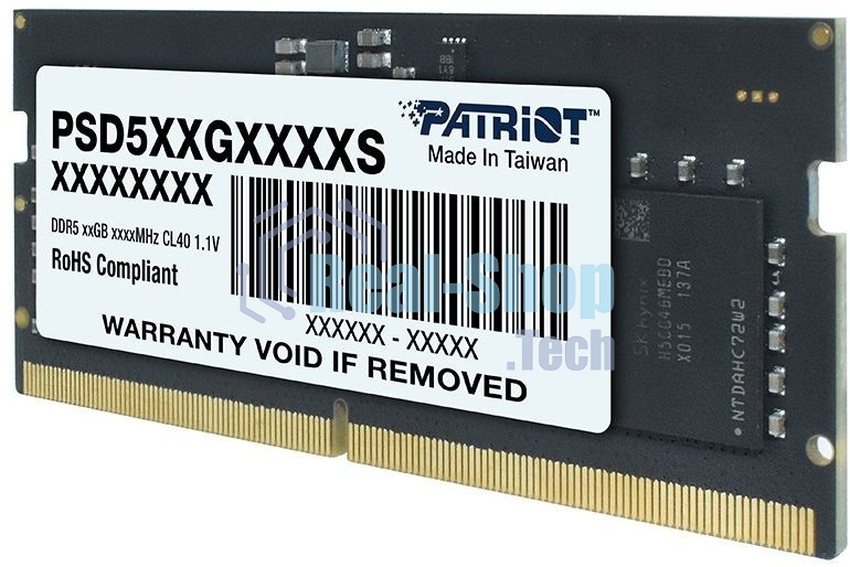 Оперативная память Patriot Signature, DDR5, 16GB (1x16 GB), 5600 MHz, CL46, SO-DIMM