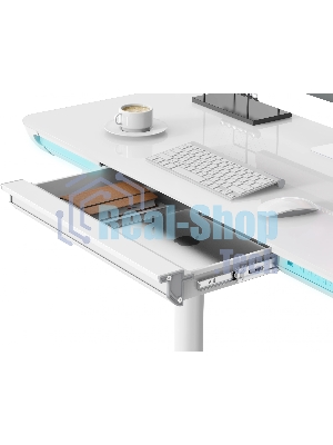 Стол компьютерный Cactus CS-EGD-WT-LED столешница закаленное стекло, белый каркас белый