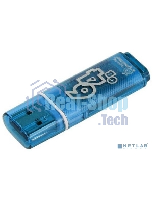 Флешка USB SmartBuy Glossy series Blue (SB64GbGS-B), 64Gb, USB 2.0, R/W 25/15, нежно-голубой