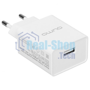 Сетевое зарядное устройство Qumo Energy light 10Вт, (модель 0103), порт: USB-A, + кабель PVC 1м. USB-A на MicroUSB, белый