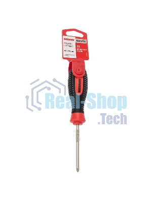 Отвертка крестовая Rexant PZ 1х75 мм, трехкомпонентная рукоятка, сталь S2