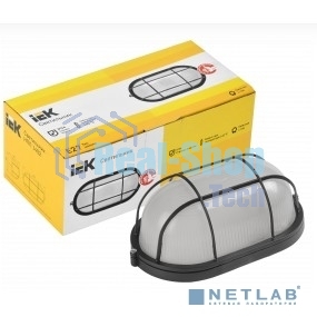 Светильник НПП 1402 60Вт E27 IP54 черный овал с решеткой ИЭК LNPP0-1402-1-060-K02