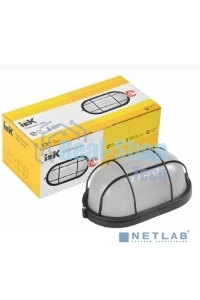 Светильник НПП 1402 60Вт E27 IP54 черный овал с решеткой ИЭК LNPP0-1402-1-060-K02