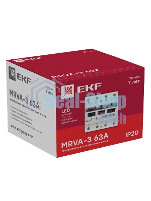 Трехфазное реле напряжения и тока с дисп. MRVA-3 63A EKF MRVA-3-63A EKF
