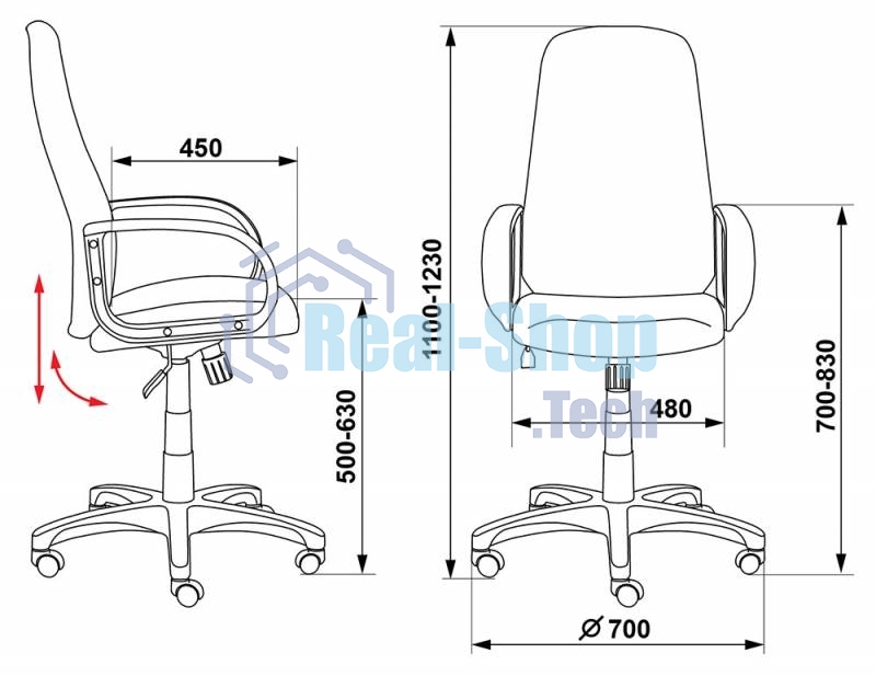 Кресло руководителя Бюрократ CH-808AXSN/TW-12 серый TW-12