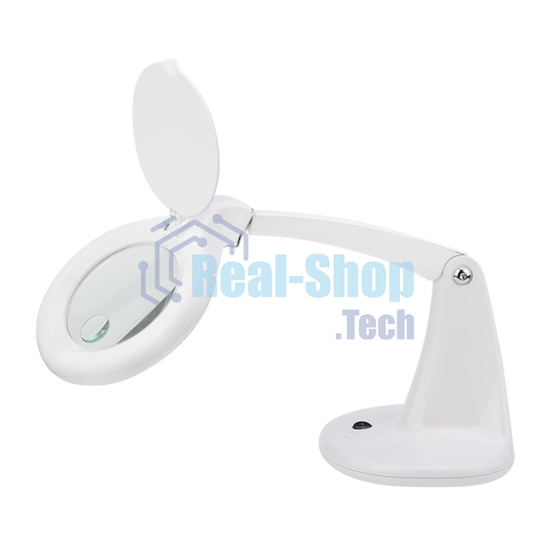Лупа настольная 3D+12D Rexant с подсветкой 60 LED, белая